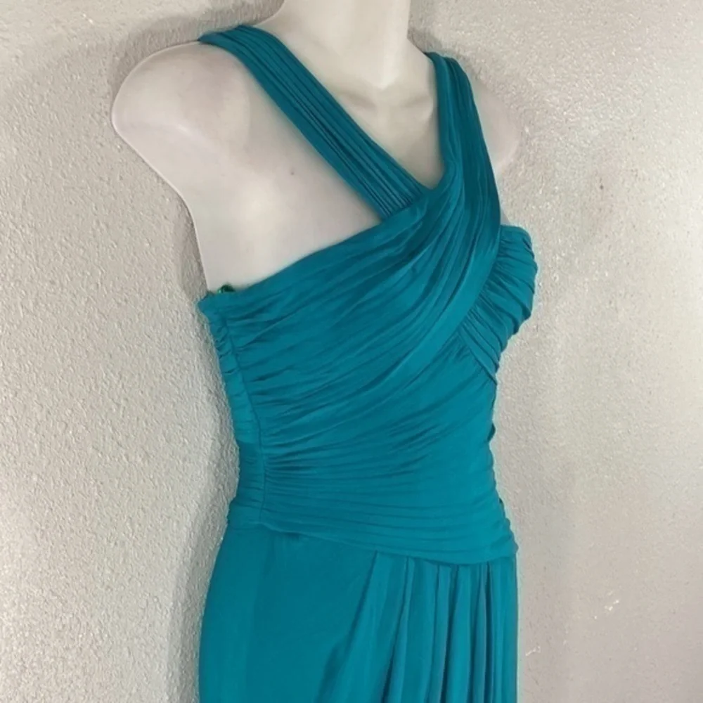 BCBGMaxazria Helyn Blue Jade gathered halter bodycon dress